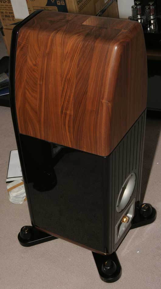 The unwrapped Kharma Mini Exquisites loudspeakers - rear view