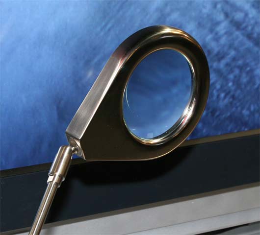 Magnifying glass setup in front of sony monitor (forget which one, sorry)